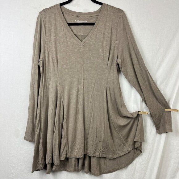 Soft Surroundings Perfect A-line Tunic Swing Top Womens L Lagenlook Neutral - Picture 1 of 8